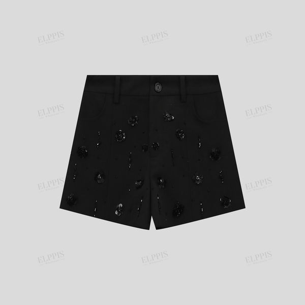 Classic black heavily embellished beaded shorts