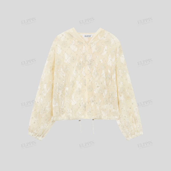 Sequin embroidered loose O-line jacket