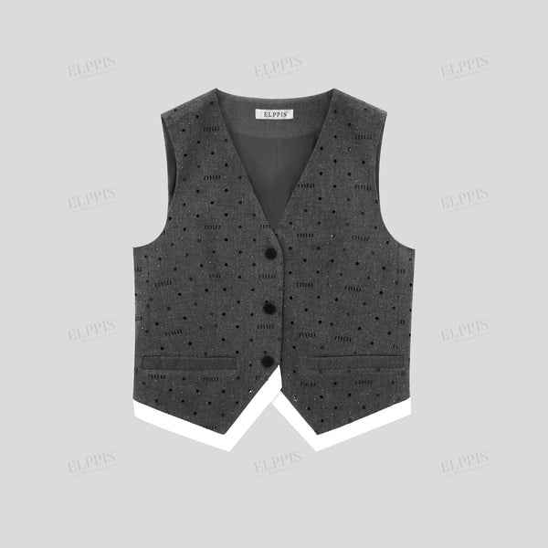 Burnout color-blocked patchwork vest