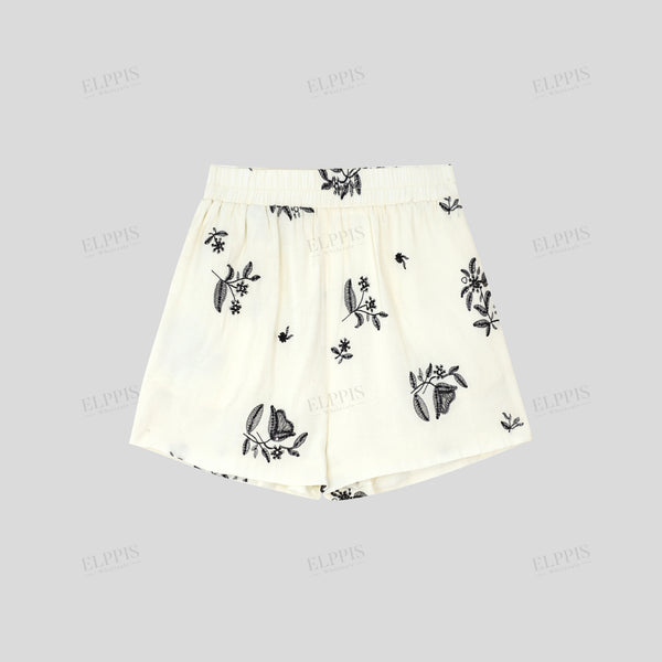 2025 Summer New Fashion Casual Loose Floral Embroidered Shorts Set for Women