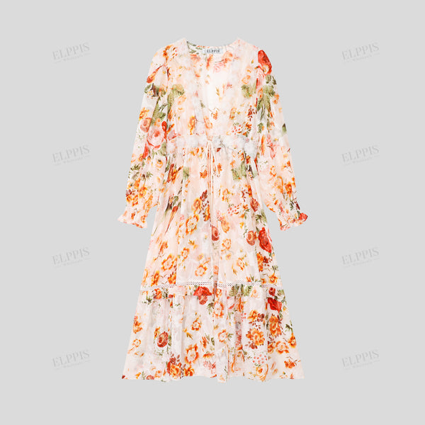 Bohemian 3D Floral Fringe Orange Jacket