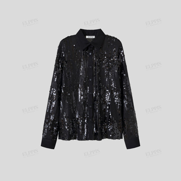 H-line sequin long sleeve shirt