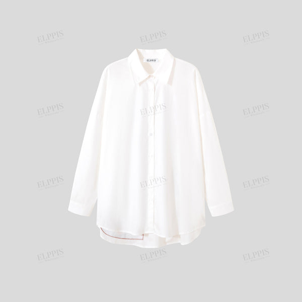 Appliqué embroidered loose long shirt