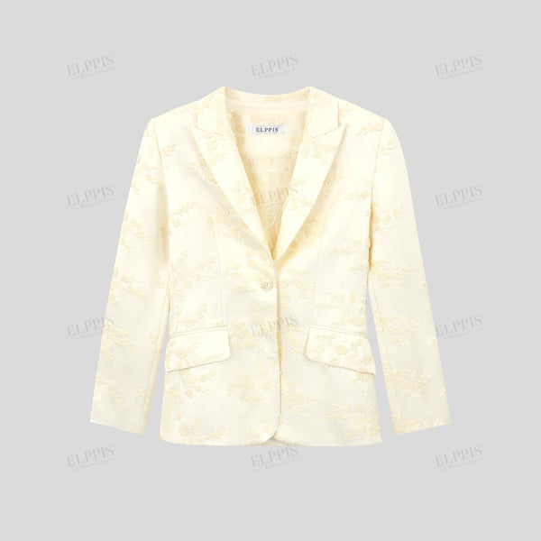 3D floral embroidery X-line long sleeve blazer