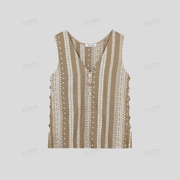 Embroidered cotton H-line tank top