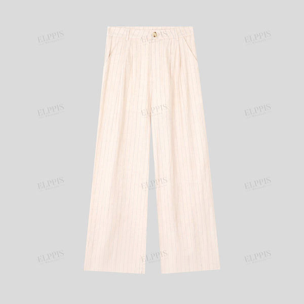 Relaxed Fit Pinstripe Suit Set with Wide-Leg Casual Trousers