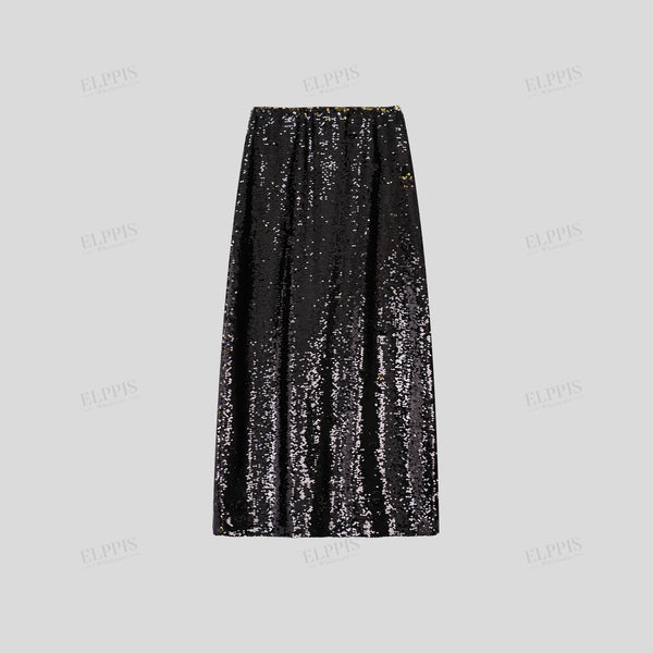 French Luxury Banquet Exquisite Sequin High-Waisted Straight Midi Skirt