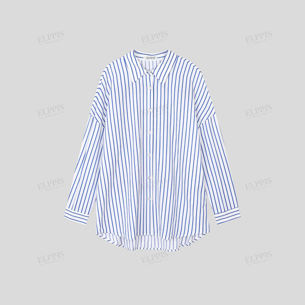 Fashion casual striped fabric long-sleeve shirt