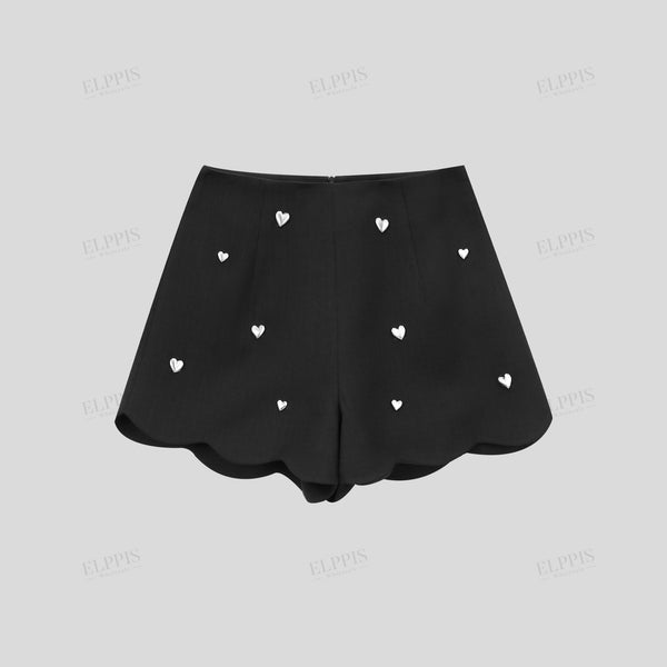 Heart-shaped 3D embellishment A-line shorts