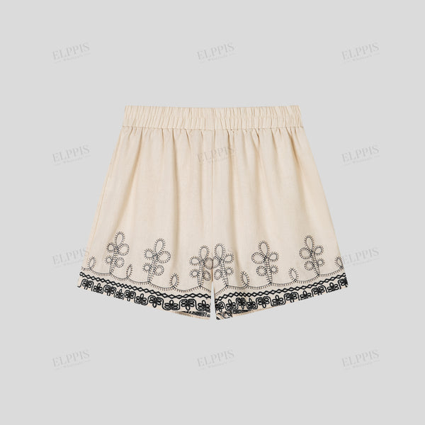 Casual vacation cotton embroidered shorts