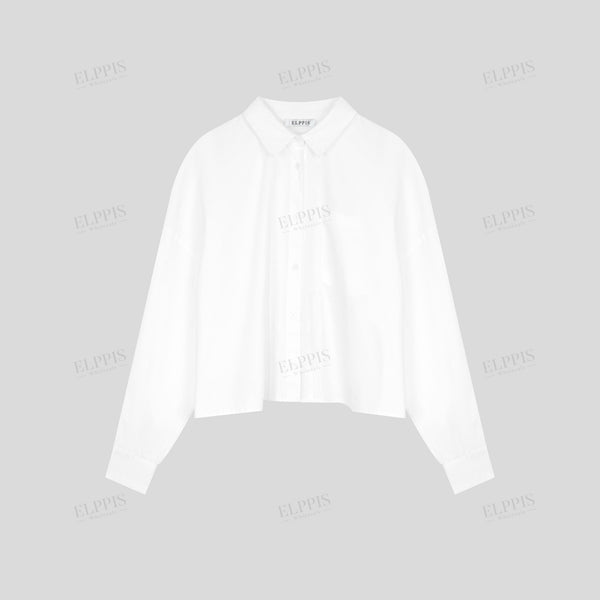 Classic straight-cut H-line cropped long sleeve shirt