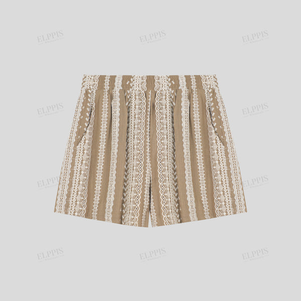 Embroidered cotton A-line shorts