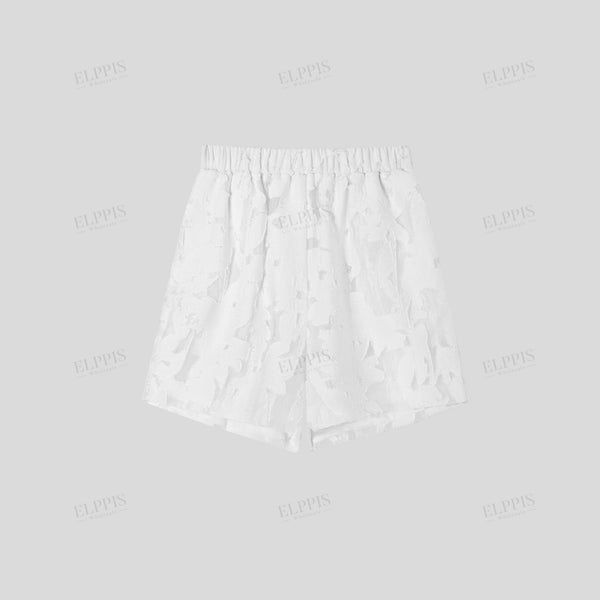 Off-white jacquard casual A-line shorts