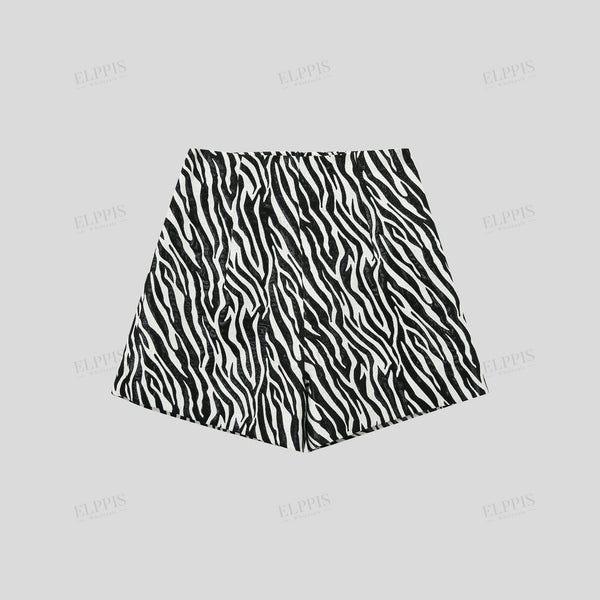 Zebra print textured fabric A-line shorts