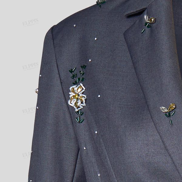 Handcrafted beaded short blazer