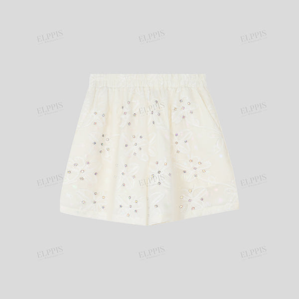 Jacquard beaded embellished A-line shorts