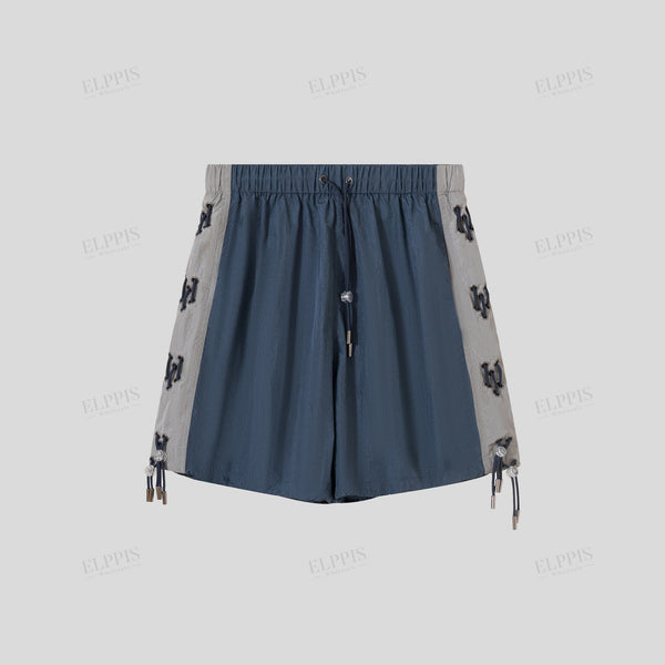 Patchwork drawstring shorts