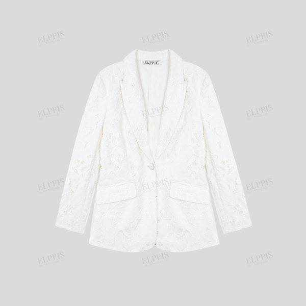 Commuter Style Water-Soluble Lace Slightly Loose Blazer