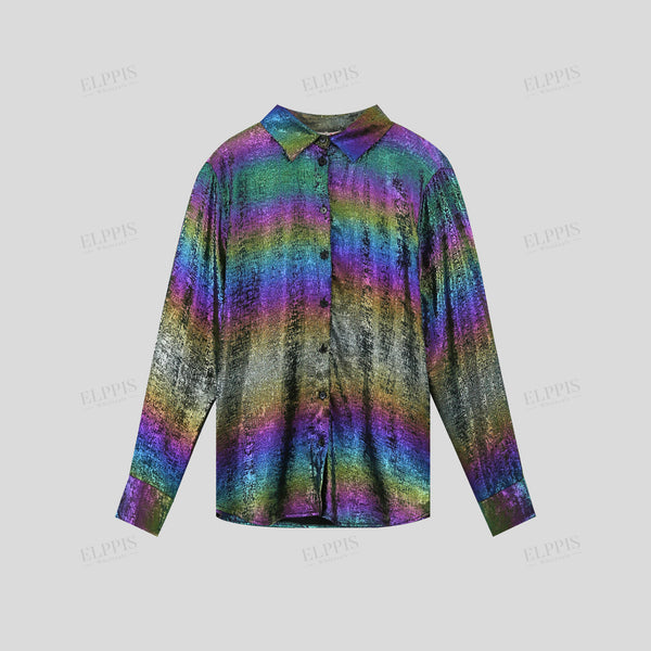 Iridescent foil straight H-line shirt