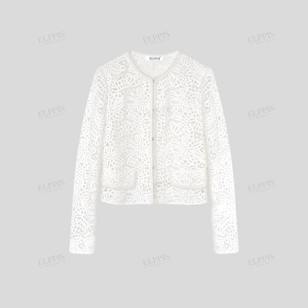 Delicate Simple Water-Soluble Lace Straight H-Line Short Jacket in Style