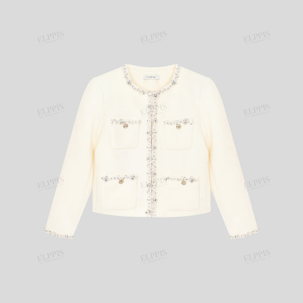 Tweed-Style 3D Handmade Beaded Jacket