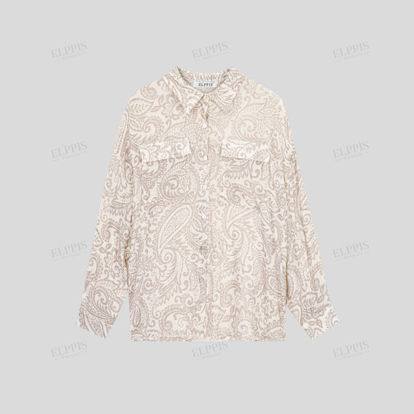 Printed gold foil straight H-line shirt