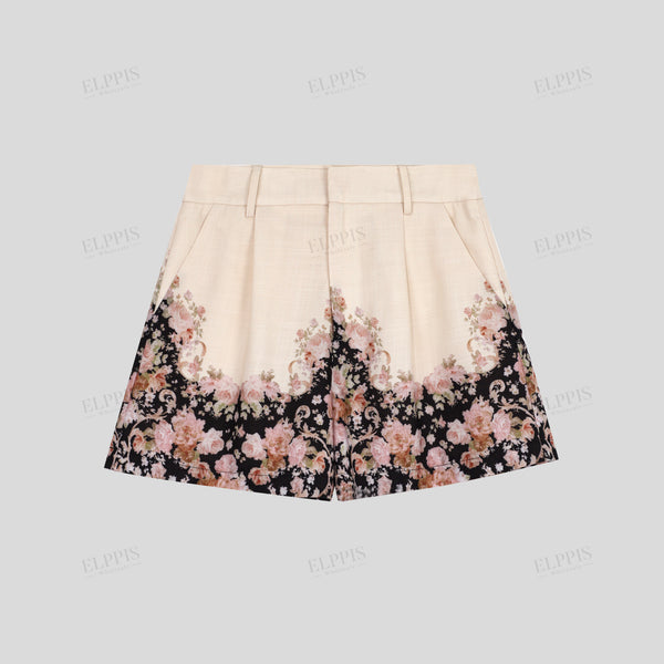 Placement digital print A-line shorts