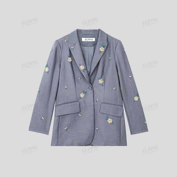 Mid-Length Heavy Beaded Blazer